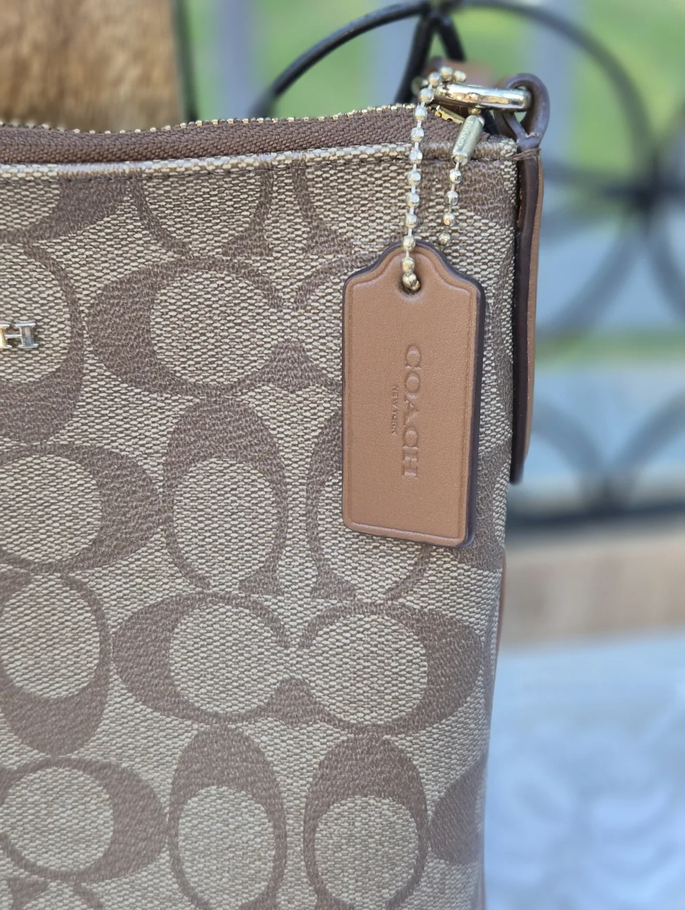 Coach Brown Signature Coated Canvas Crossbody With Leather Trim